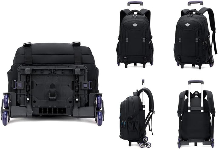 Multifunctionele jongens schooltas met stevige wielen en uitschuifbare trekstang, perfect als trolley rugzak.