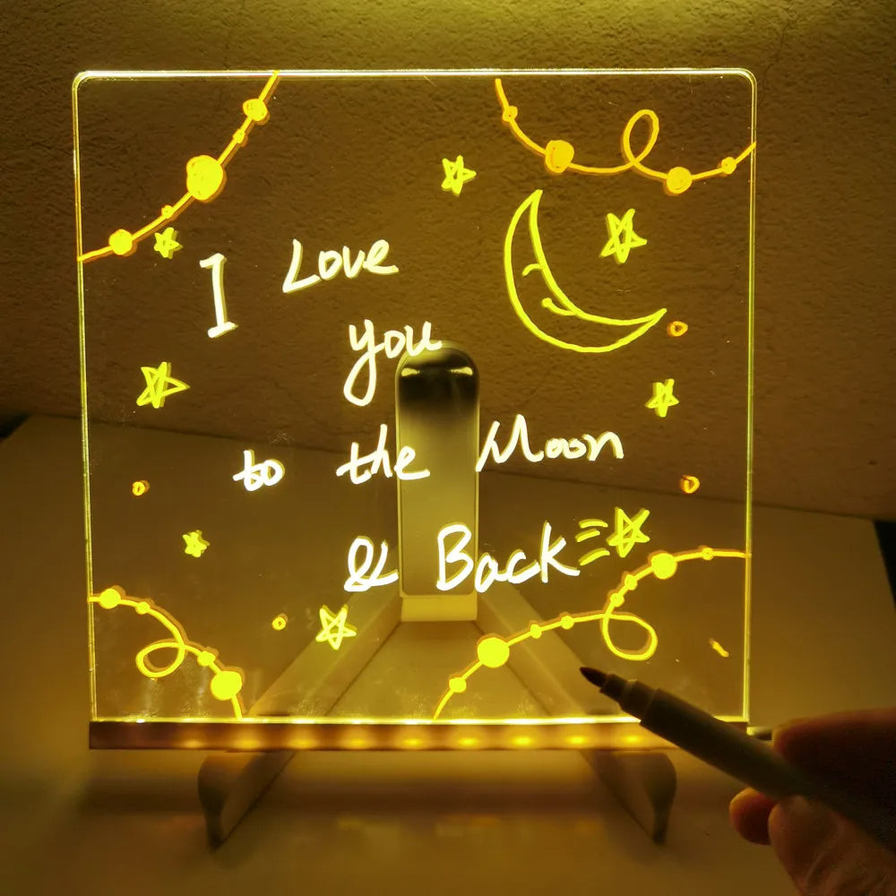 Kinder LED tekenbord met licht, ideaal voor creatieve tekeningen en notities.