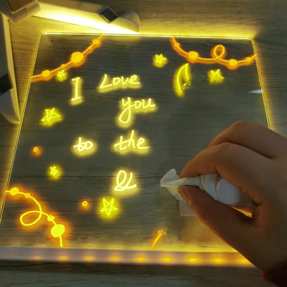 Educatief LED tekenbord voor jonge kunstenaars; ideaal als interactief speelgoed en nachtlampje.