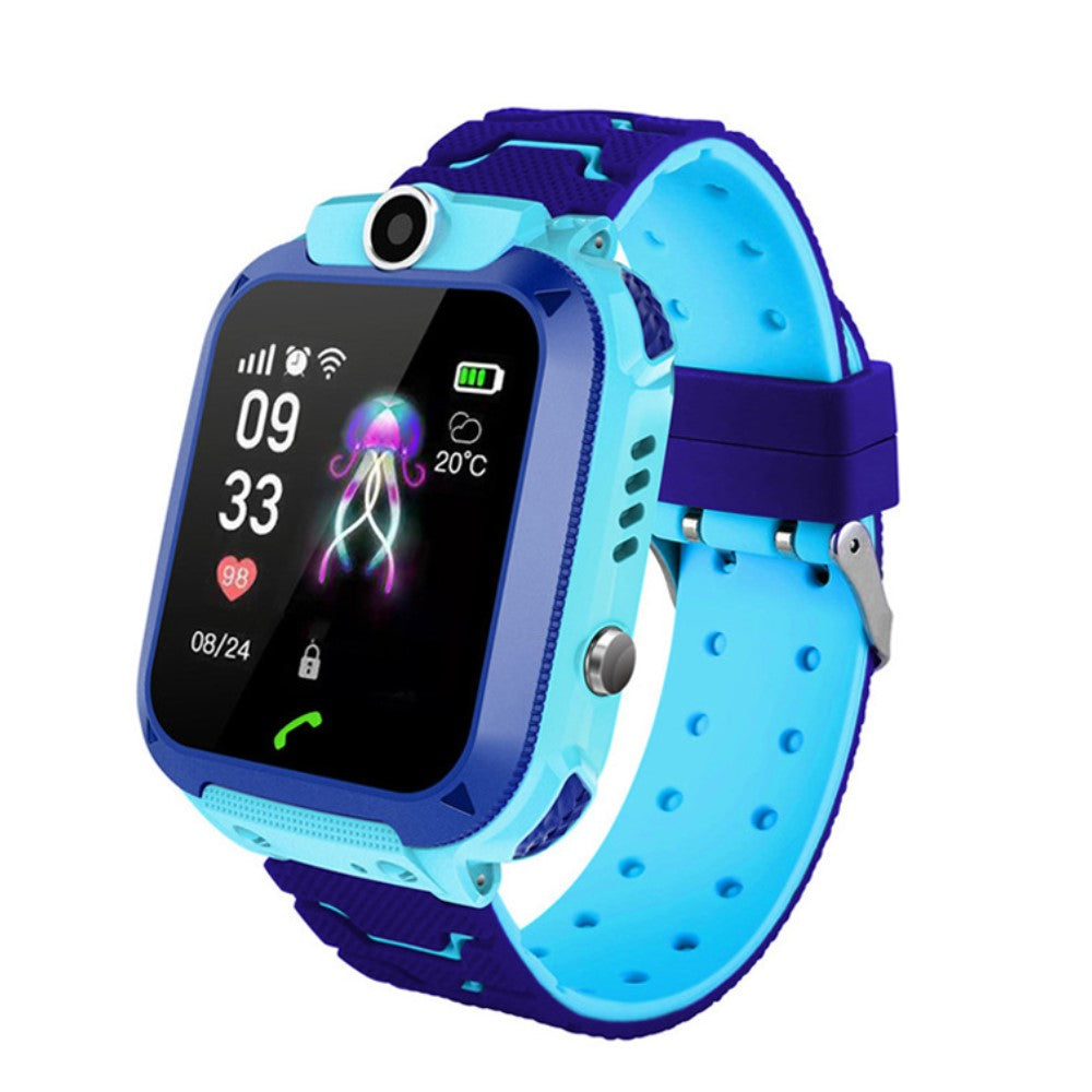 Blauwe kinder smartwatch: GPS horloge met SOS-knop en kindertelefoon functie. Perfect voor avontuurlijke kids.