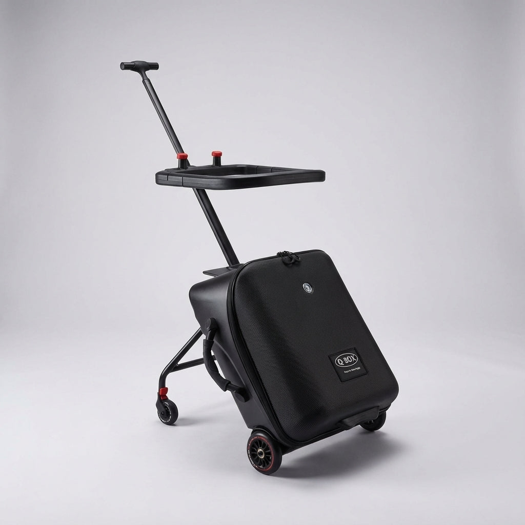 Compacte kinderhandbagage met zitfunctie voor comfortabel reizen. Ideaal voor vakanties.