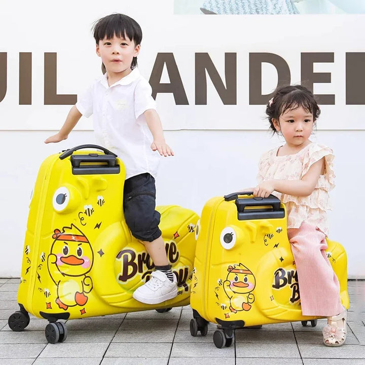 Kinderzitkoffer met scooterfunctie voor kinderen, perfect als handbagage en reisspeelgoed.