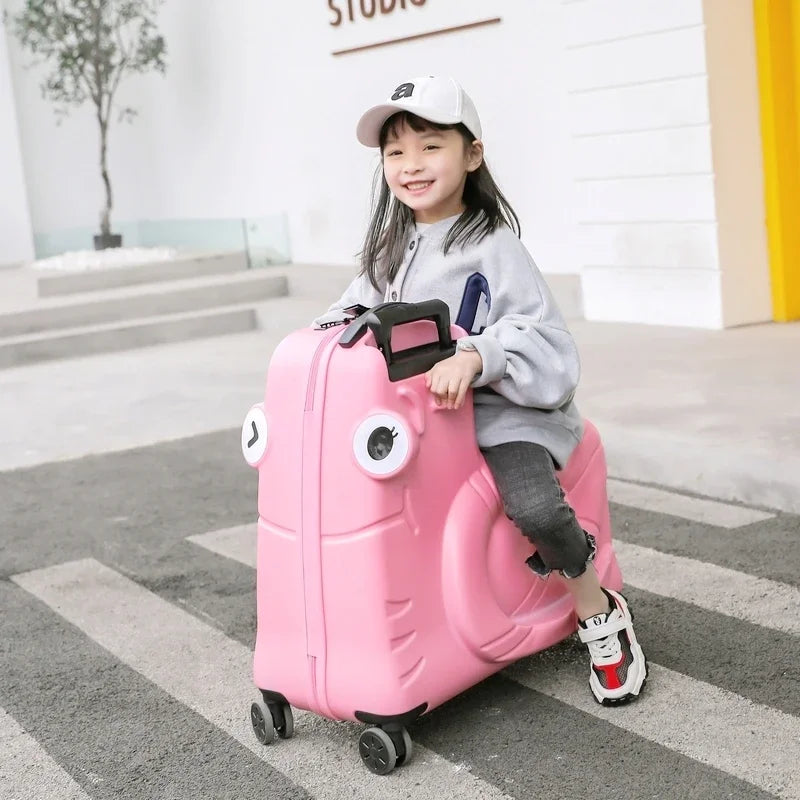 Handige handbagage scooterkoffer voor kinderen, maakt wachten op vliegvelden leuker.