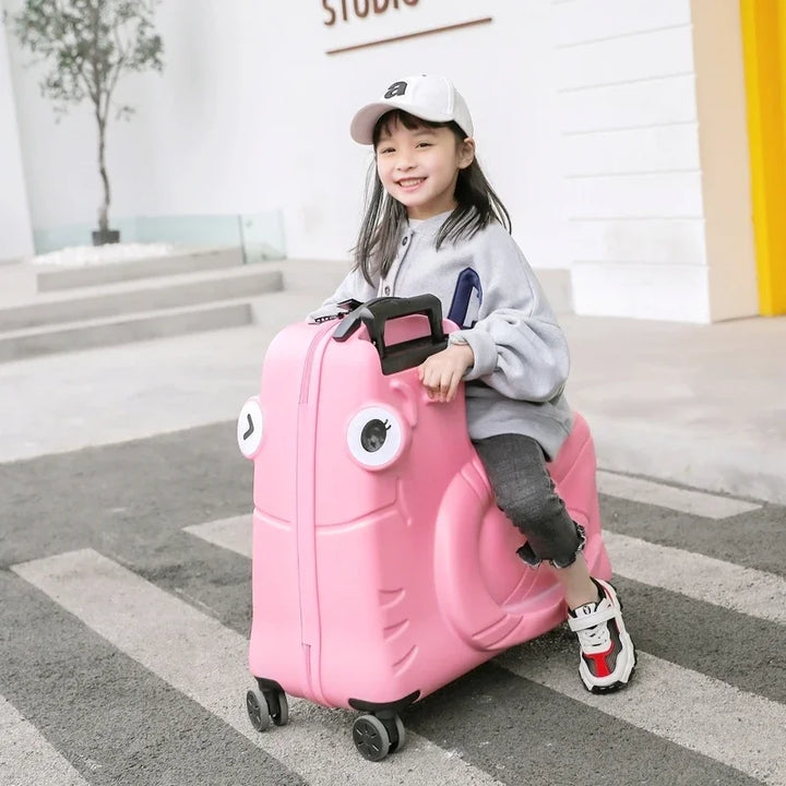 Handige handbagage scooterkoffer voor kinderen, maakt wachten op vliegvelden leuker.