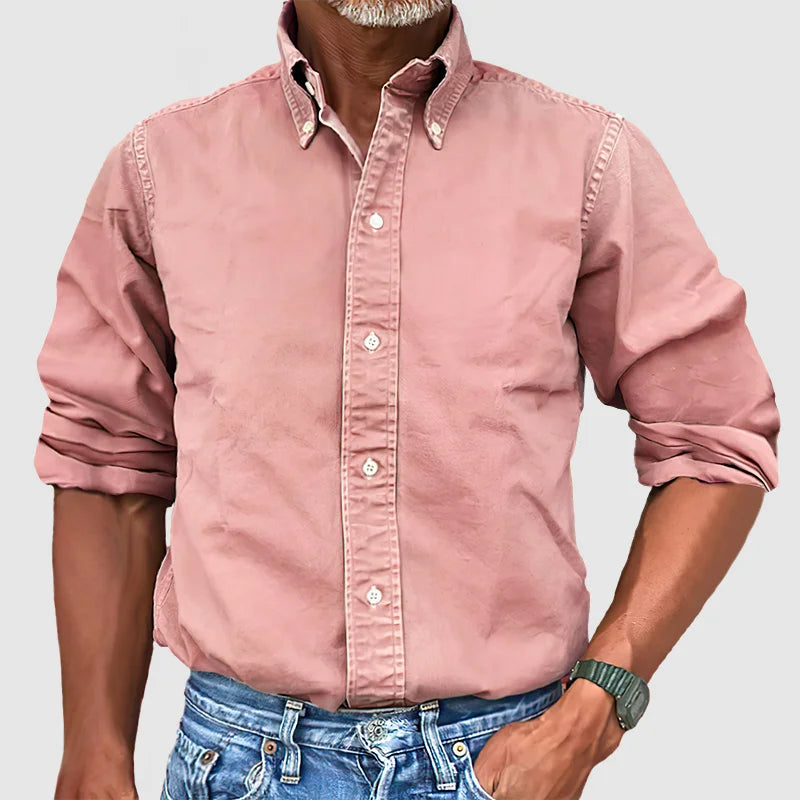 Comfortabel herenoverhemd met lange mouwen, grijs, veelzijdig voor casual en zakelijke looks.