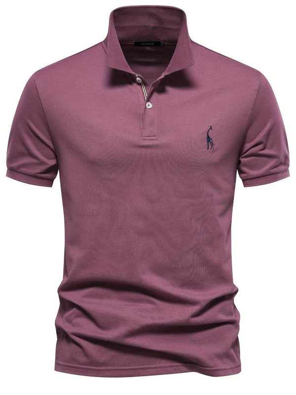 Close-up van de textuur van de katoenmix stof van een ademend herenpoloshirt, van hoge kwaliteit.