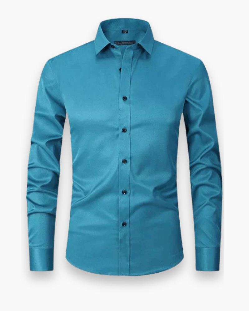 Elegant slim fit heren overhemd in donkerblauw, ideaal voor een stijlvolle en professionele look.