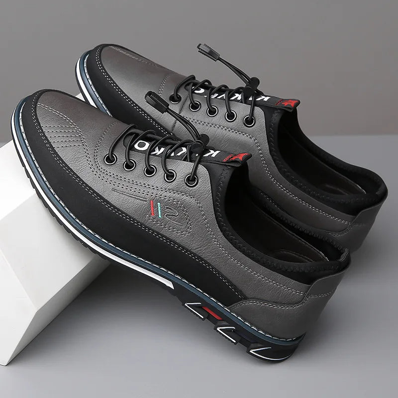 Collectie van bruine, zwarte en grijze heren Oxford schoenen, orthopedisch en formeel.