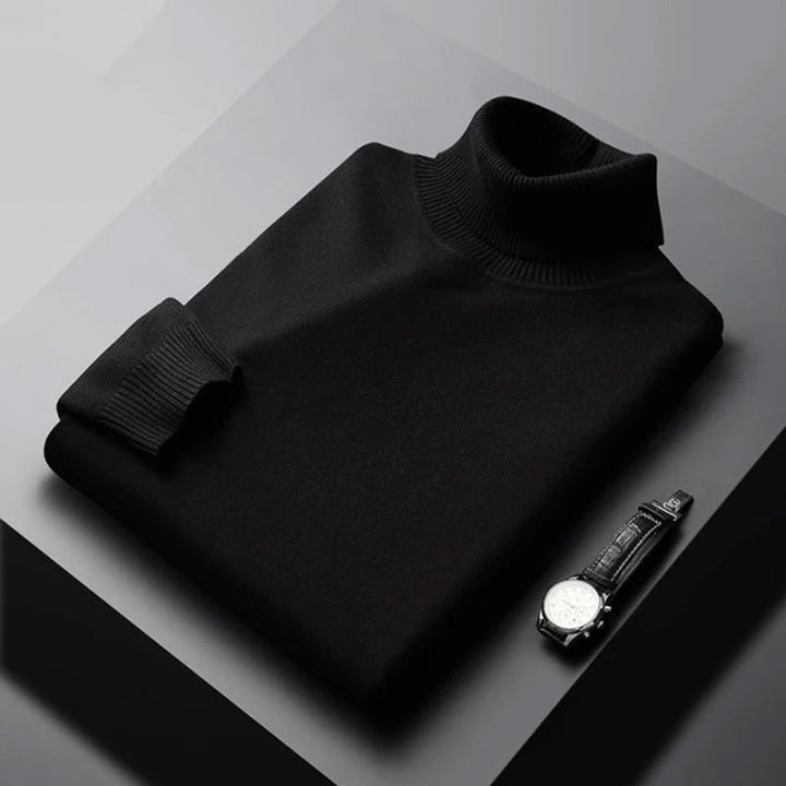 Elegante heren coltrui in roestkleur. Deze klassieke, warme coltrui is perfect voor stijlvolle herfst- en winterlooks.