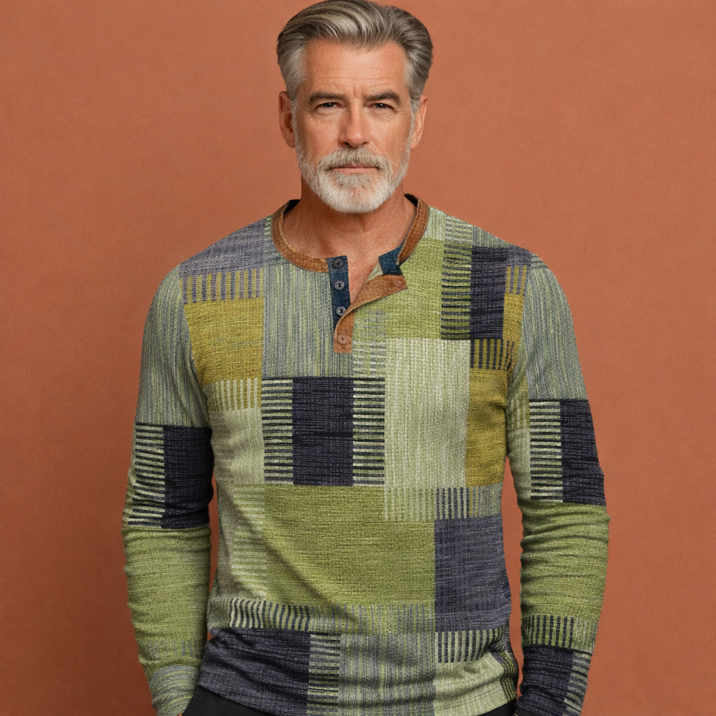 Elegante klassieke heren trui in warme stof, perfect voor winterse casual mode en comfort.