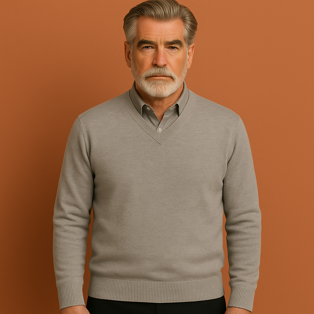Comfortabele heren pullover met V-hals, perfect voor herfst en winter; combineerbaar casual of zakelijk.