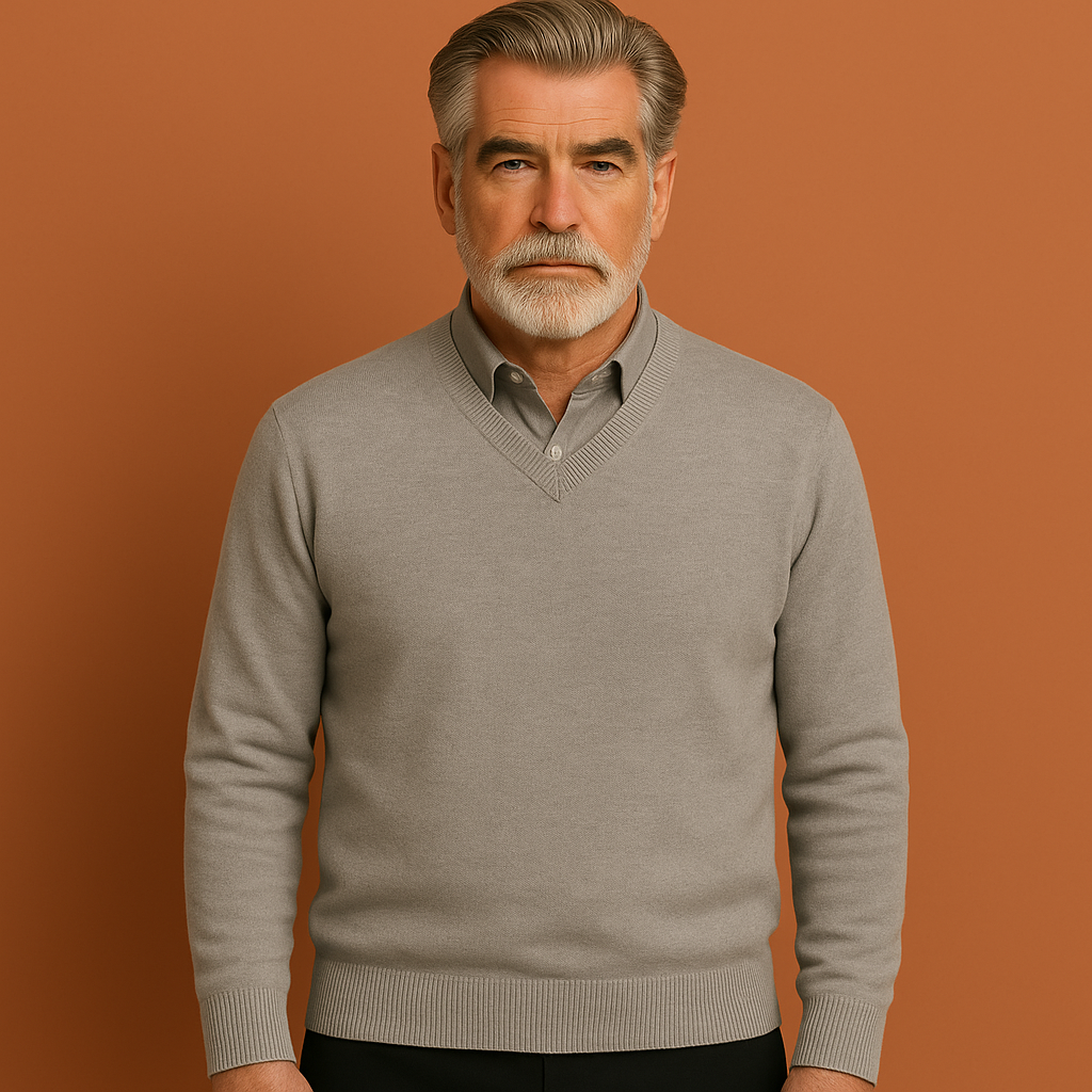 Comfortabele heren pullover met V-hals, perfect voor herfst en winter; combineerbaar casual of zakelijk.