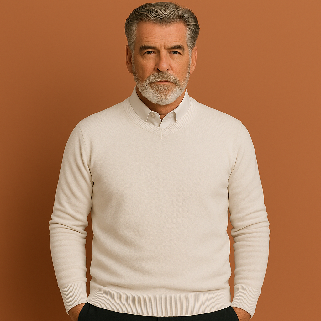 Tijdloze heren V-hals trui, een stijlvolle pullover voor herfst en winter, geschikt voor elke gelegenheid.
