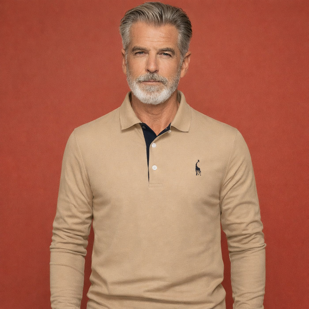 Comfortabele herenpolo met lange mouwen. Klassiek poloshirt, perfect voor lente en herfst.