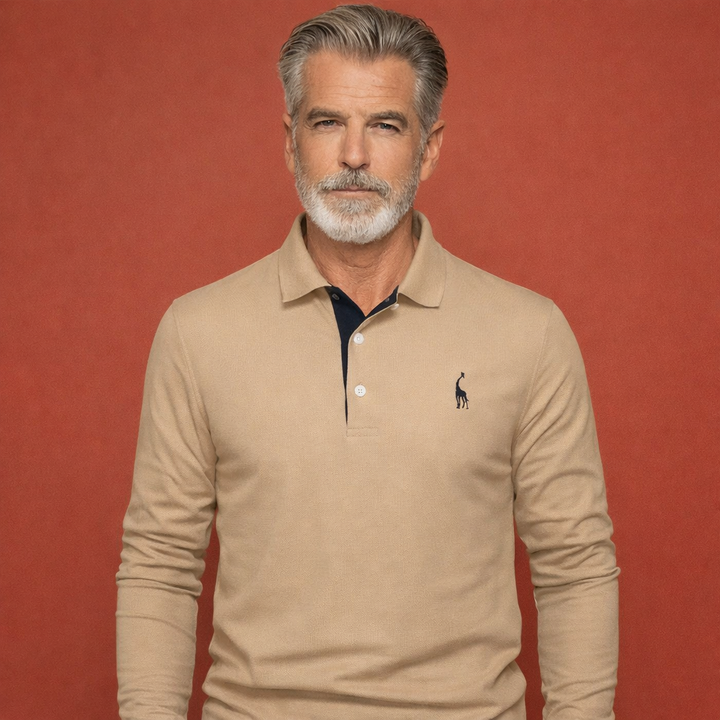 Comfortabele herenpolo met lange mouwen. Klassiek poloshirt, perfect voor lente en herfst.