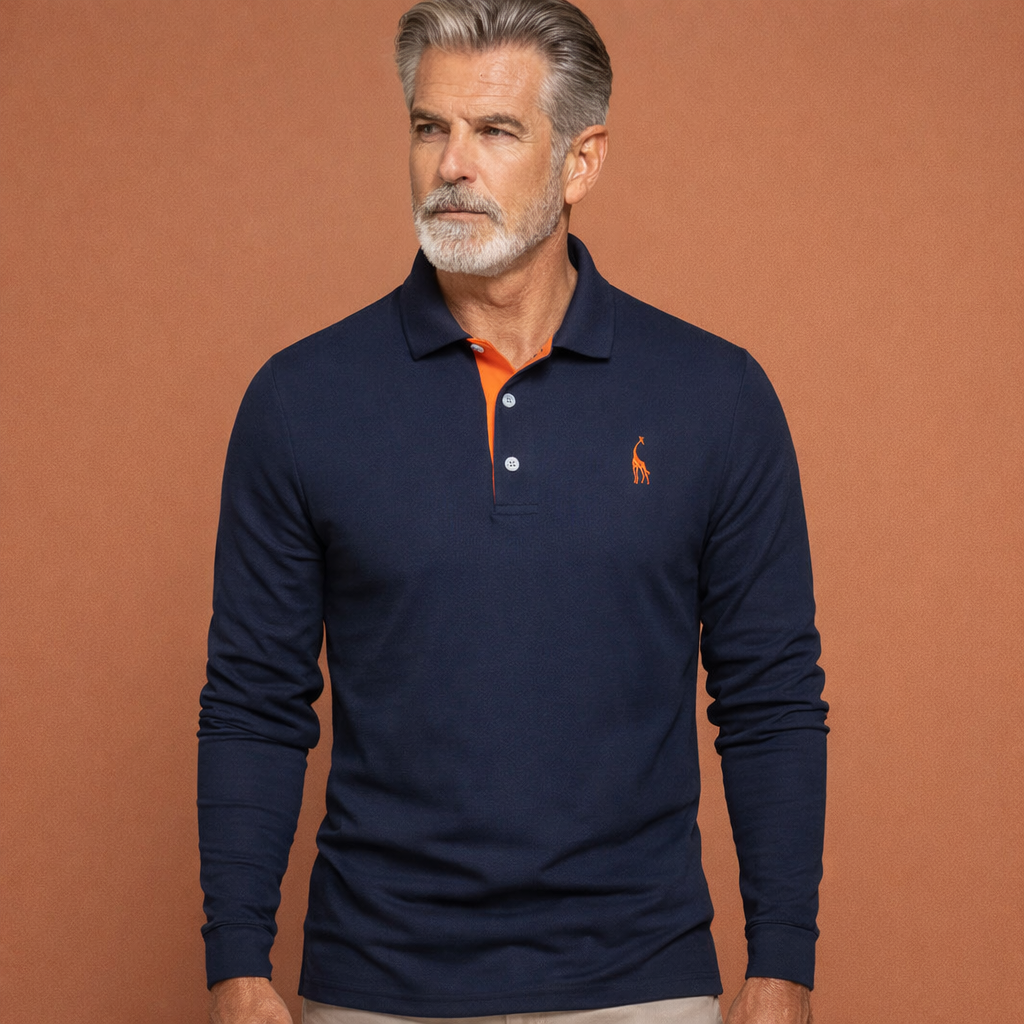 Tijdloze herenpolo met lange mouwen. Stijlvol poloshirt dat ademt, perfect voor diverse gelegenheden.