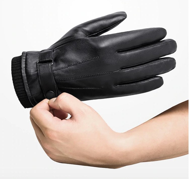 Klassieke leren herenhandschoenen, premium kwaliteit in bruin, warme voering, stijlvol en functioneel ontwerp.