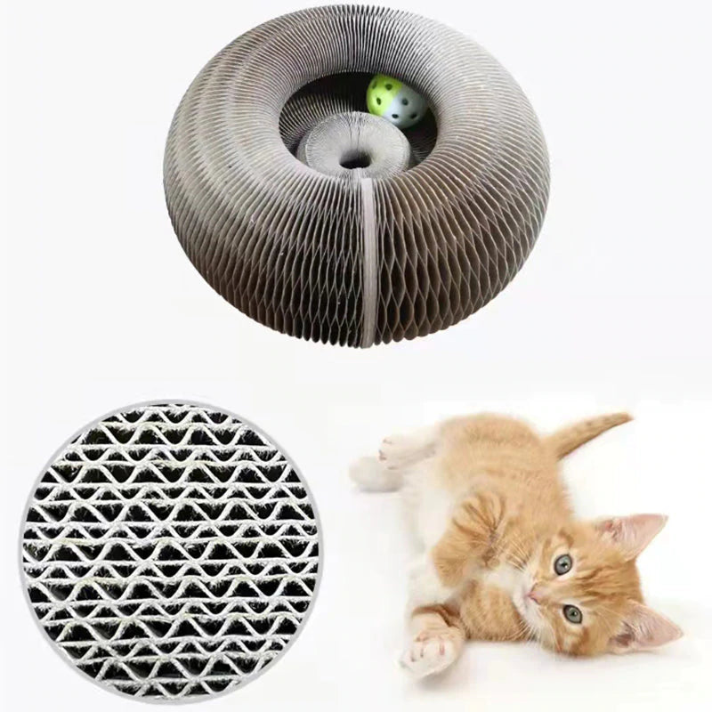 Kleurrijke speeltunnel voor katten, gemaakt van duurzaam materiaal, stimuleert activiteit en nieuwsgierigheid.