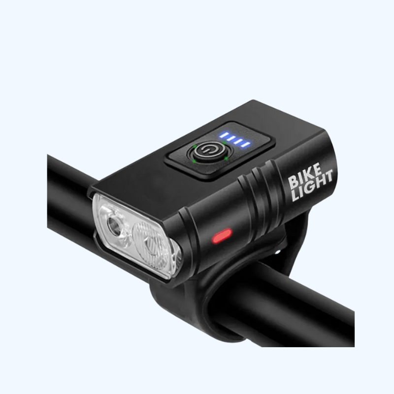 "Krachtige LED fietsverlichting met USB-oplaadbare koplamp, 1000LM licht, waterbestendig zwart design voor MTB en stadsfiets.