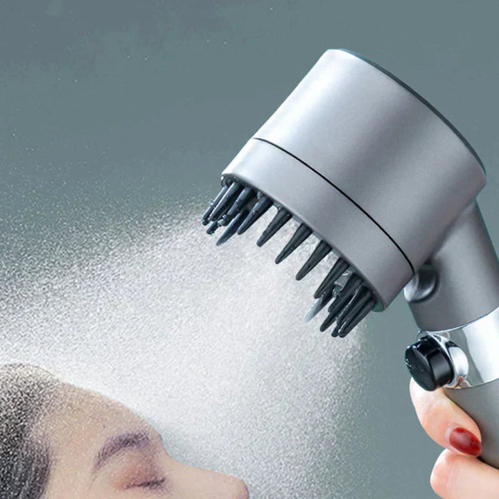 "Krachtige waterbesparende douchekop met filter, zilver/chroom, 3 standen. Hoogwaardige waterdruk en eco-vriendelijk ontwerp.
