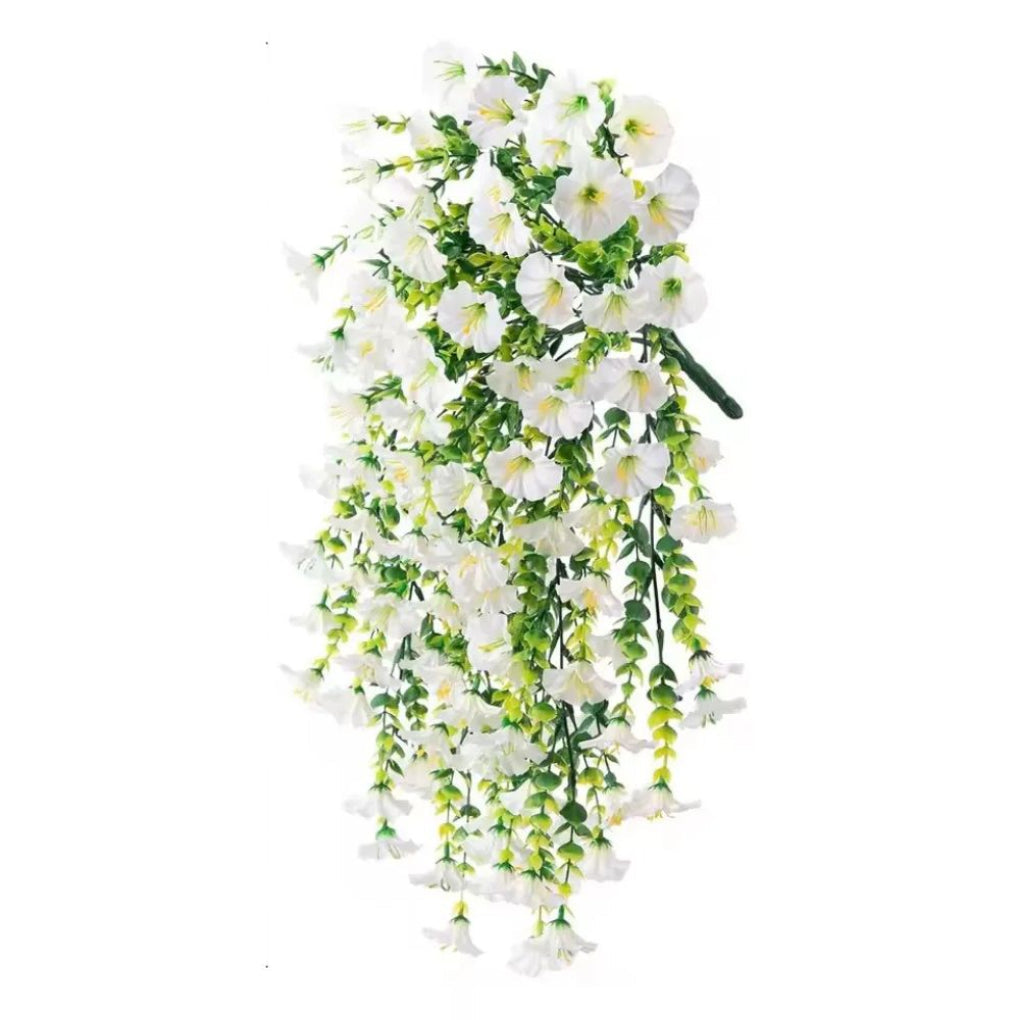 "Kunstmatige ochtendglorie bloem, UV-bestendig, hangdecoratie, kleurrijk, onderhoudsvrij, ideaal voor binnenruimtes."