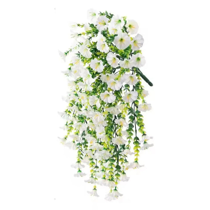 "Kunstmatige ochtendglorie bloem, UV-bestendig, hangdecoratie, kleurrijk, onderhoudsvrij, ideaal voor binnenruimtes."