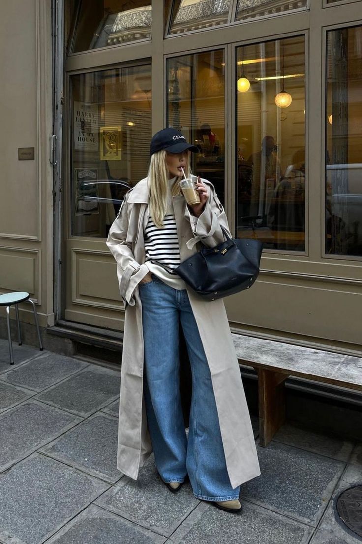 "Lange dames trenchcoat met klassieke knoopsluiting, beige kleur, relaxed fit, elegante uitstraling, verstelbare ceintuur."