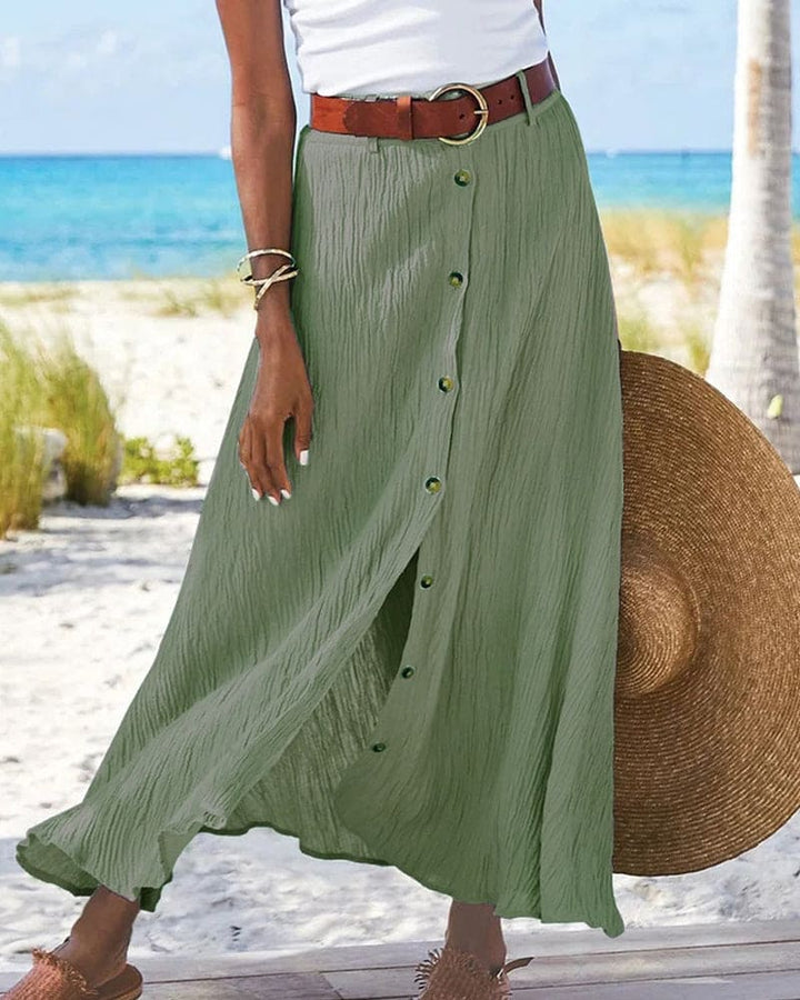 Lange elegante A-lijn damesrok. Stijlvolle maxi rok, perfect voor lente en zomer. Veelzijdig en comfortabel.
