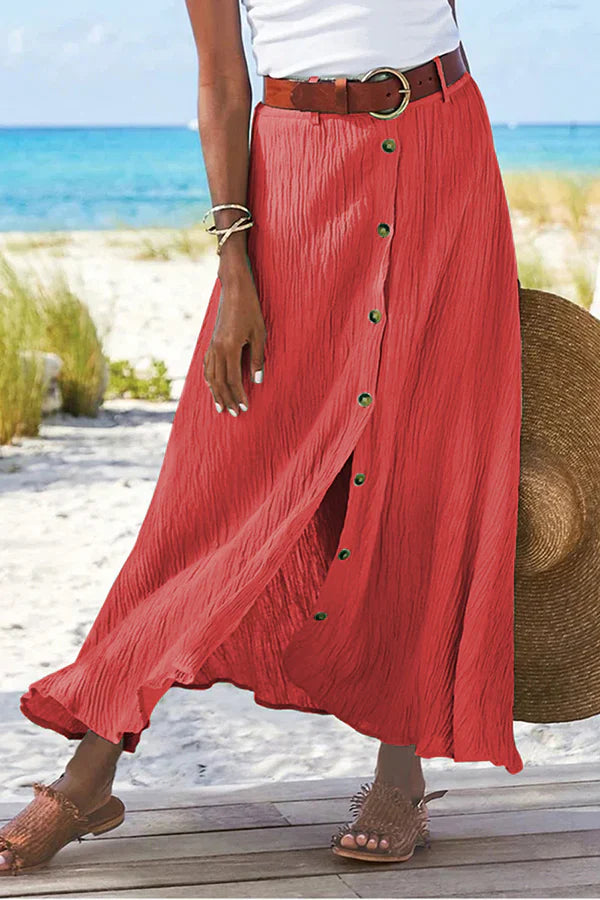 Vrouwelijke lange A-lijn rok, elegant en vloeiend. Perfect als zomerrok of lente rok, veelzijdig voor dames.