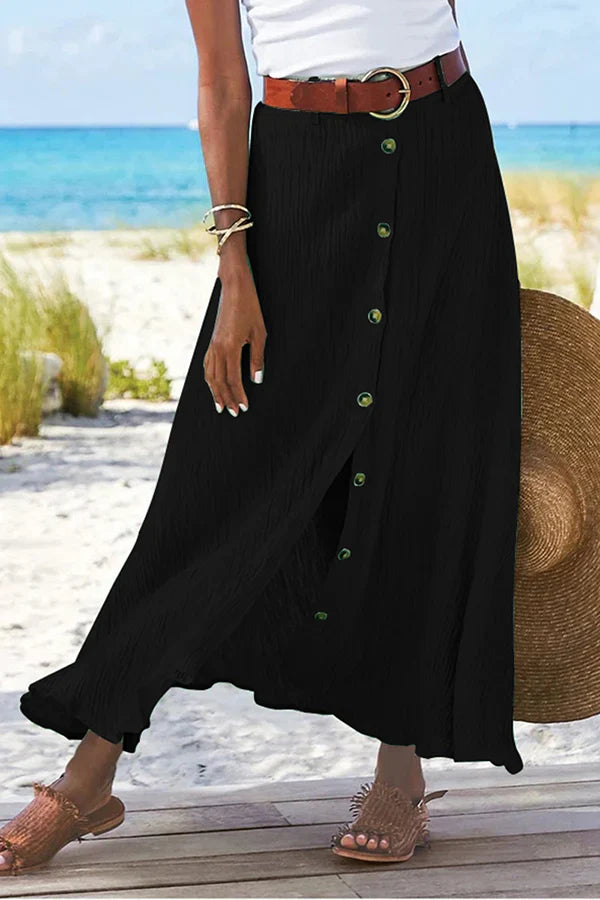 Comfortabele lange damesrok met A-lijn pasvorm. Stijlvolle en veelzijdige elegante rok voor casual of chique gelegenheden.