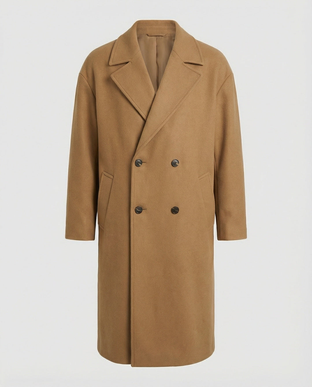 Stijlvolle lange heren winterjas met rechte pasvorm. Moderne en warme bovenkleding voor de modebewuste man.