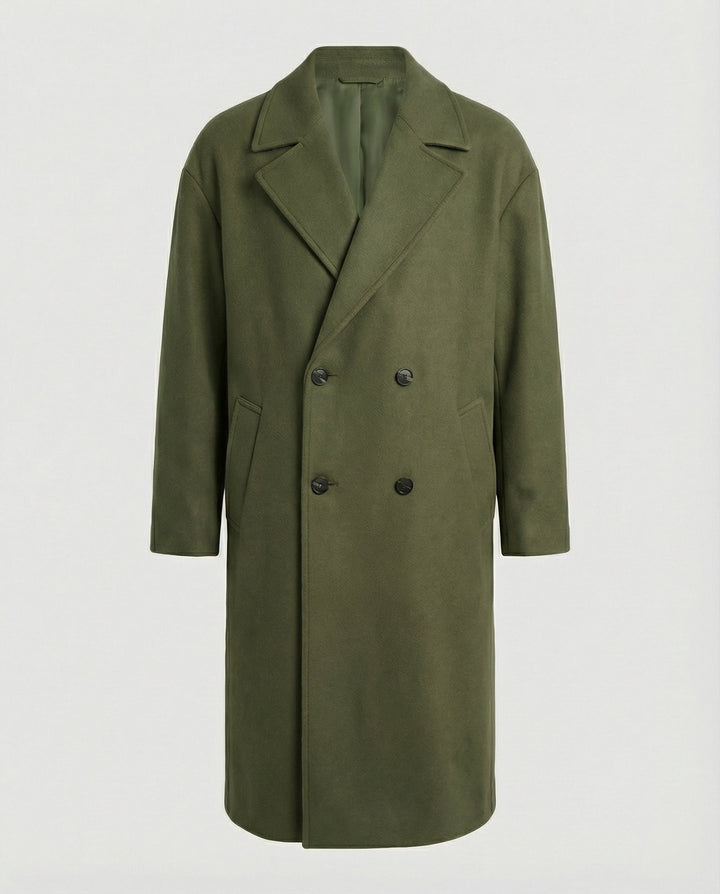 Rechte pasvorm lange heren winterjas. Elegante overjas voor een stijlvolle en warme look tijdens koude dagen.