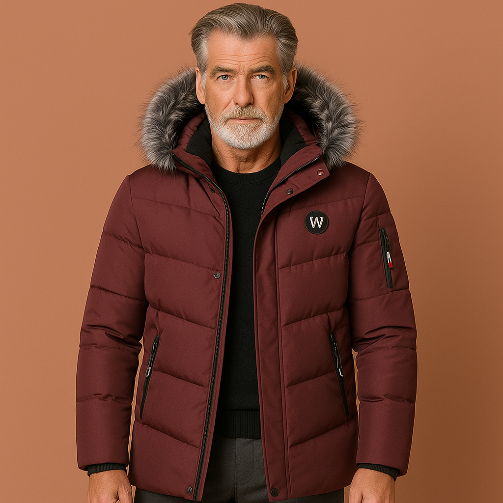 Stijlvolle lange heren winterjas met capuchon, ideaal voor outdoor activiteiten in de winter. Warm gevoerd voor extra comfort.