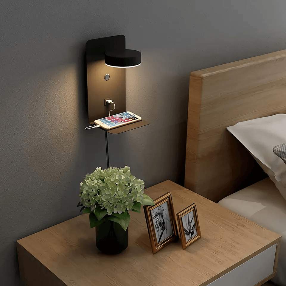 "LED nachtlamp met verstelbare 360° hoek, USB-oplader, en verstelbare kleurtemperatuur, perfecte sfeerverlichting."