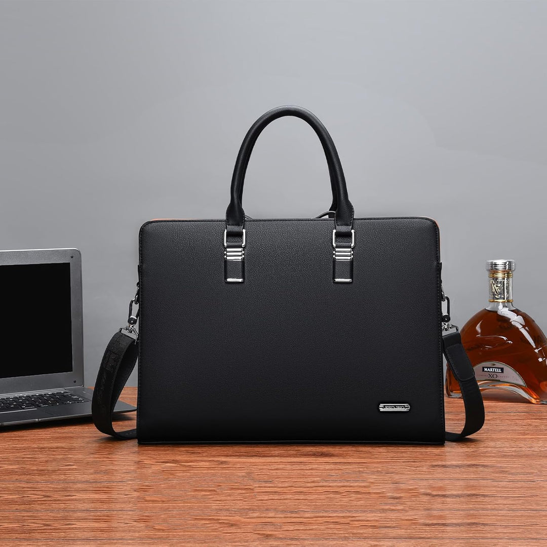 Unisex lederen laptoptas voor werk, reizen en documenten; slimme organisatie door veelzijdige compartimenten.