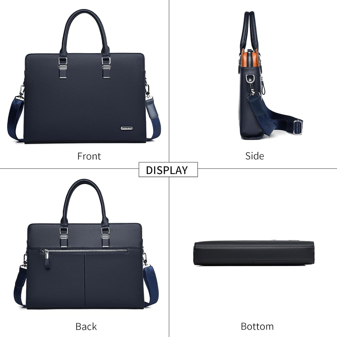 Elegante zakelijke computertas met veel opbergruimte voor werk en reizen; combineert stijl met functionaliteit.