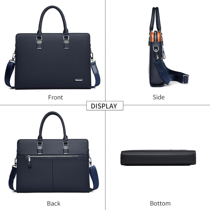 Elegante zakelijke computertas met veel opbergruimte voor werk en reizen; combineert stijl met functionaliteit.