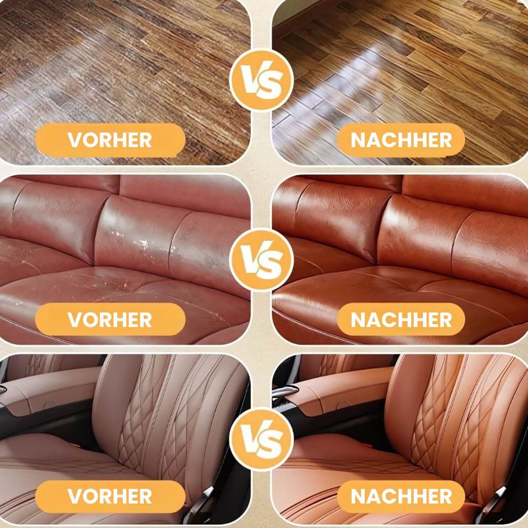 Lederbalsem aanbrengen op een leren bank voor herstel, glans en duurzame bescherming van je sofa.