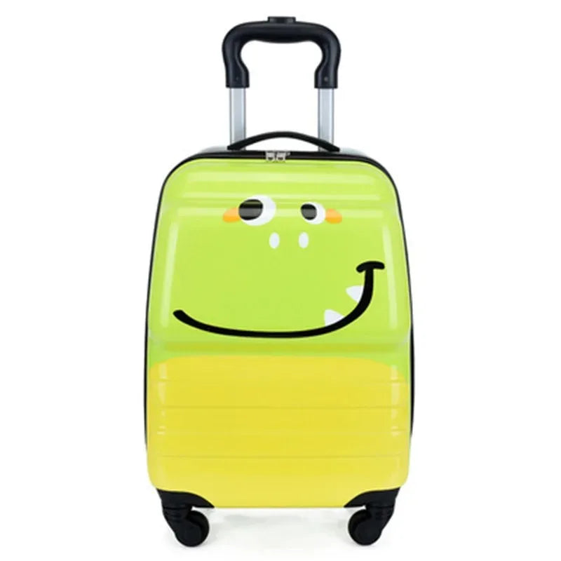 Leuke kinderkoffer met cartoon dierendesign, perfect voor jongens en meisjes die op reis gaan. Ideaal als handbagage.