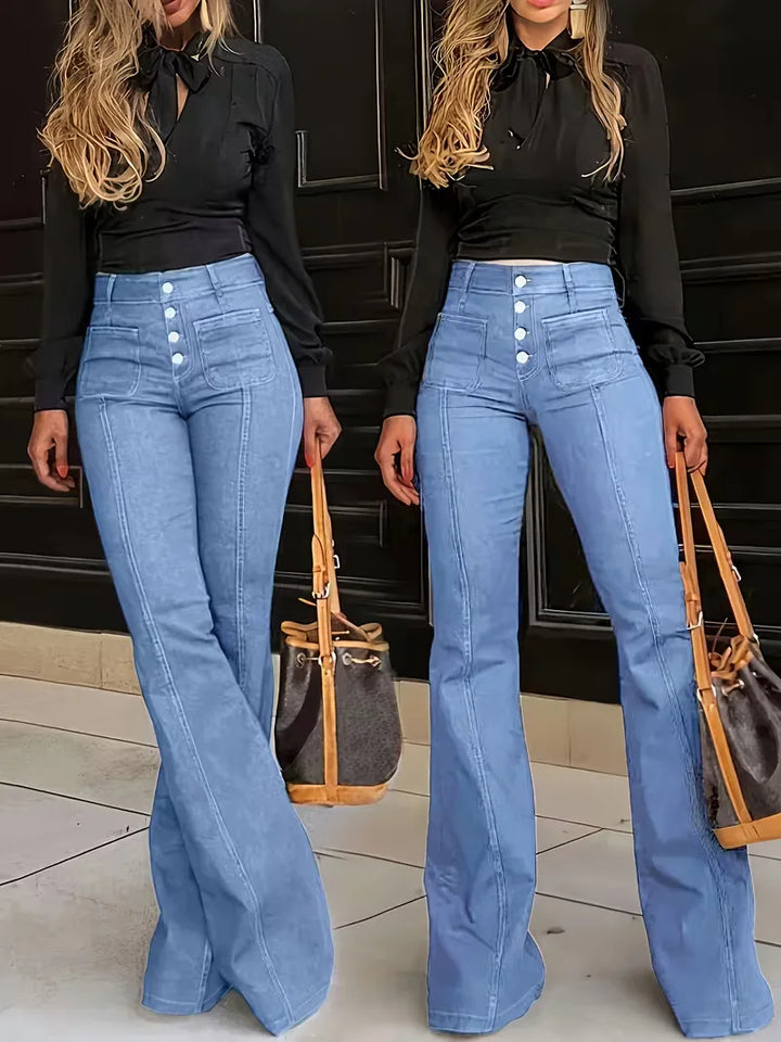 Stijlvolle dames flared jeans met hoge taille, ideaal voor een smart casual of dagelijkse outfit.