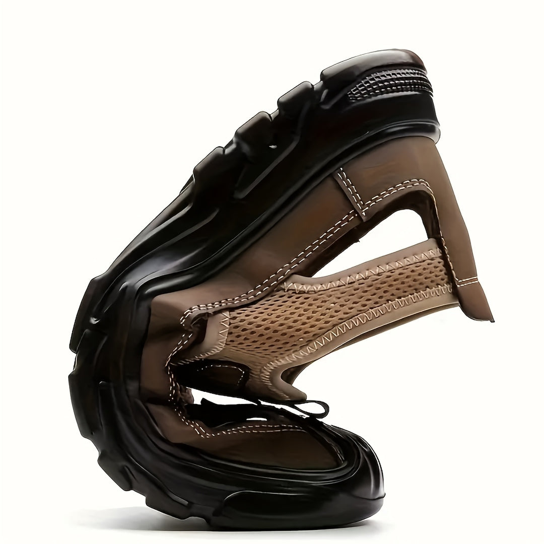 "Lichtgewicht ademende heren sportsandalen met antislip zool, ideaal voor het buitenavontuur, in grijze tint."