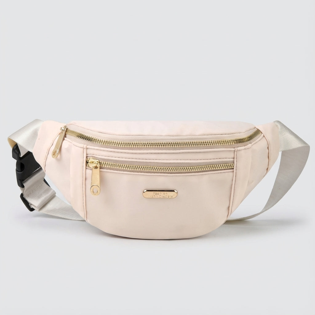 Roze lichtgewicht heuptas van duurzaam nylon, veelzijdige crossbody tas voor sport of reizen.