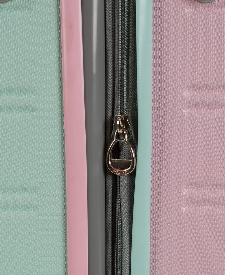Unisex Cotton Candy lichtgewicht handbagage met spinnerwielen, uitbreidbaar voor extra ruimte.