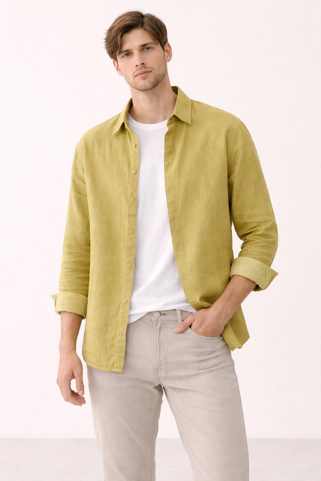 Casual heren zomerhemd met lange mouwen, veelzijdig voor elke zomeroutfit.
