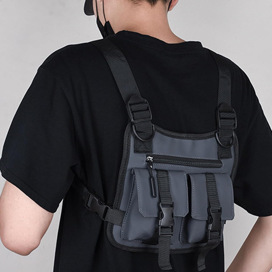 Multifunctioneel mannenvest, ideaal voor hardlopen, sport & fietsen, met handige zakken.