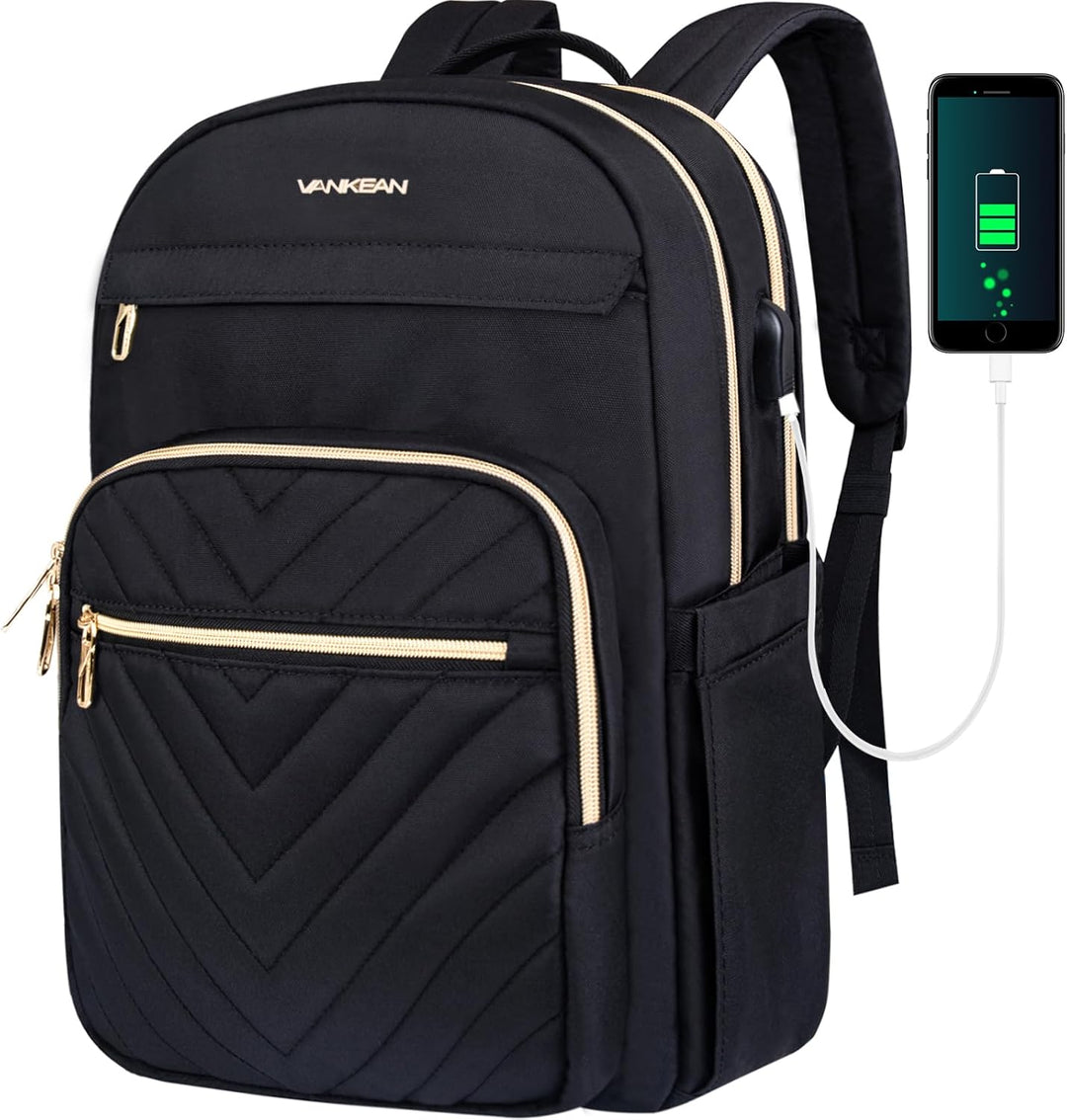 Lichtgewicht waterdichte dames laptop rugzak (15.6") met USB poort, ideaal voor werk, school & reizen.