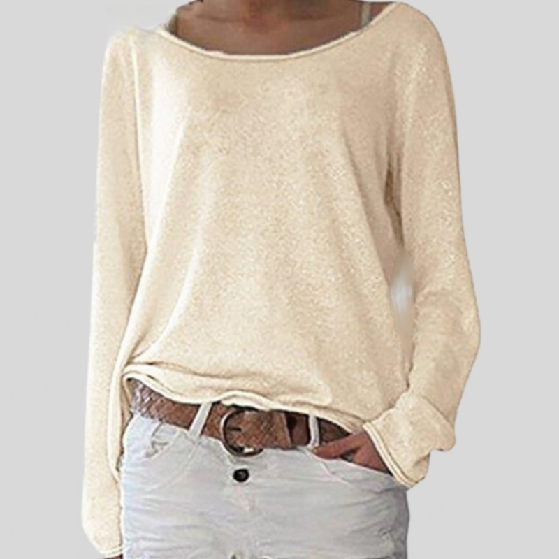 Elegante off-shoulder damestrui met wijde hals. Perfecte casual lente/zomer trui, comfortabel en modieus met lange mouwen.