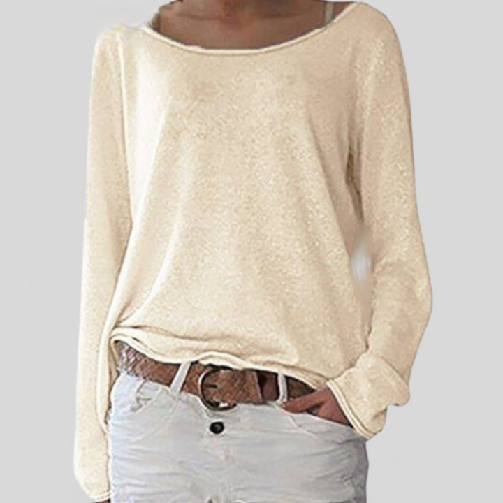 Elegante off-shoulder damestrui met wijde hals. Perfecte casual lente/zomer trui, comfortabel en modieus met lange mouwen.