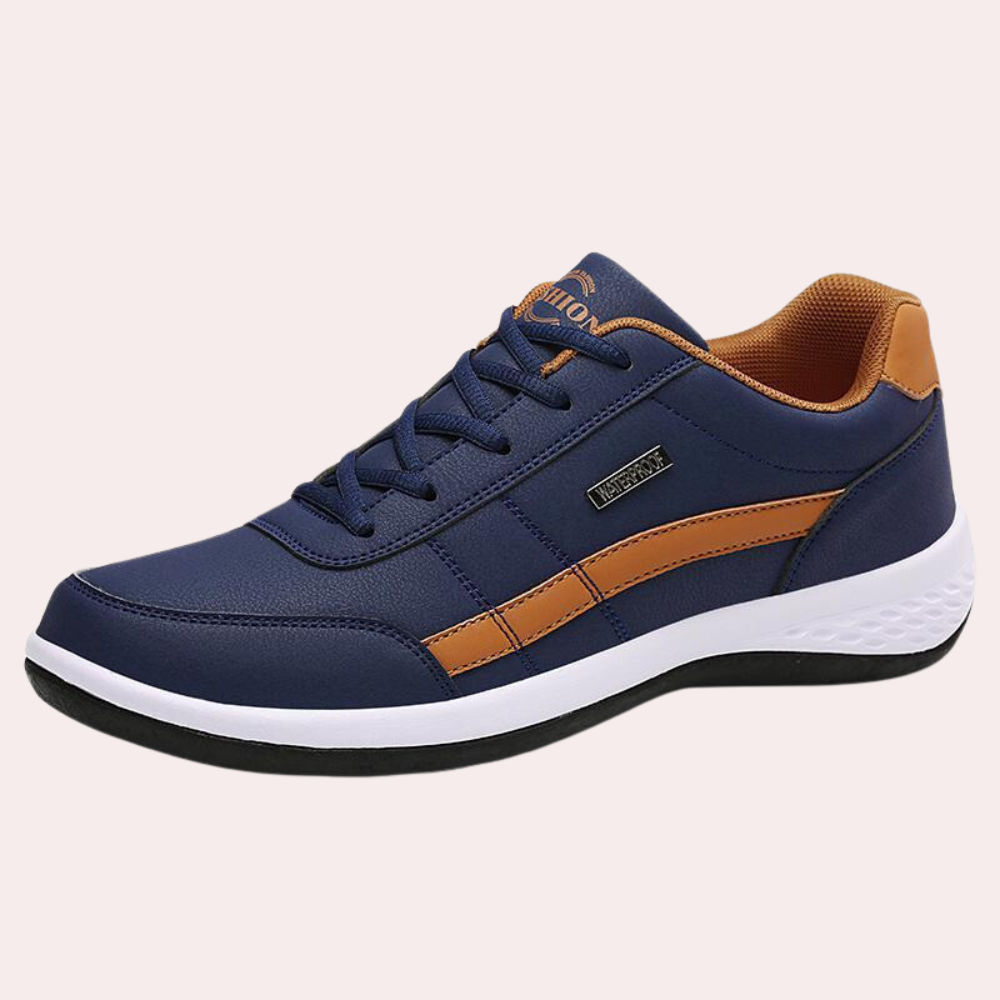 "Luca Elegante herensneakers, stijlvol design, blauw, rood, wit of zwart, comfort en ondersteuning voor dagelijks gebruik."