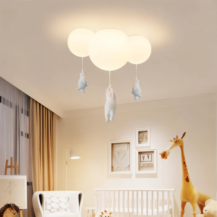"Luchtballon hanglamp van wit acryl en hars met LED, creëert magische sfeer in kinder- en slaapkamers voor dromerige verlicht